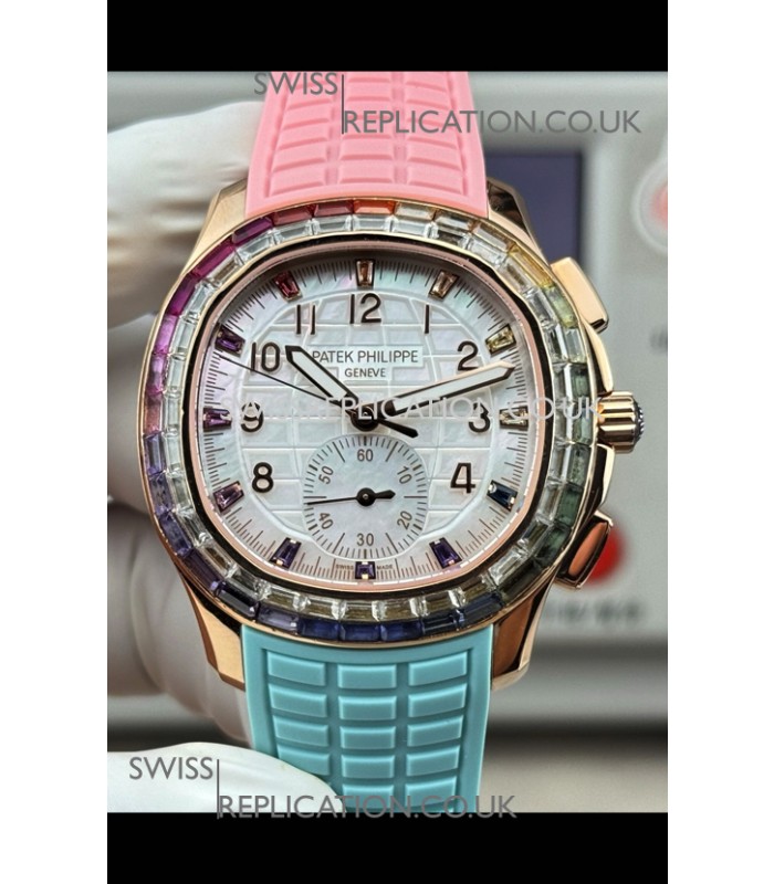 Patek Philippe Aquanaut 7968 Rose 2 Tone Strap Super Clone Watch 