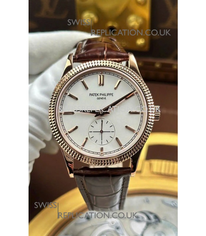 Patek Philippe Calatrava 6119G Rose Gold White Dial Super Clone Watch 