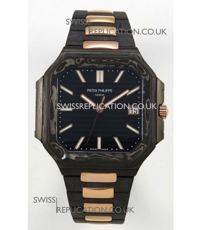 Patek Philippe Cubitus Two Tone Carbon Casing Super Clone Watch 