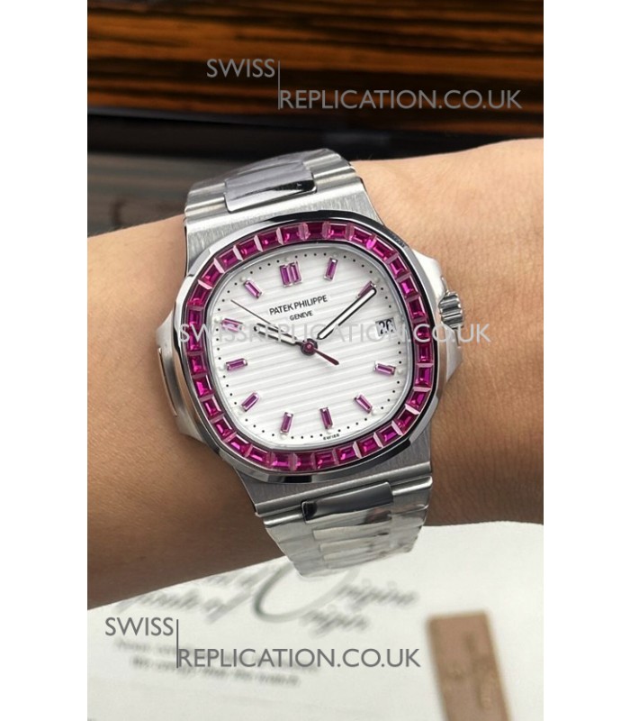 Patek Philippe Nautilus 5723 White Dial Green Rubies Super Clone Watch 