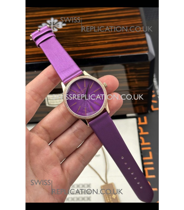 Patek Philippe Calatrava 4997 Rose Gold Purple Dial Super Clone Watch 