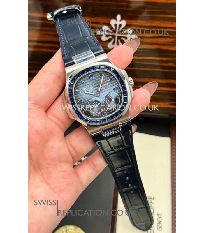 Patek Philippe Nautilus 5712 Rose Gold Blue Rubies Super Clone Watch 