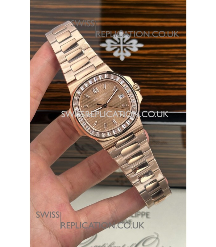 Patek Philippe Nautilus 5723 Rose Gold White Sapphires Super Clone Watch 