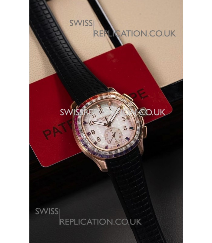Patek Philippe Aquanaut 7968 Rose Gold Black Strap Super Clone Watch 