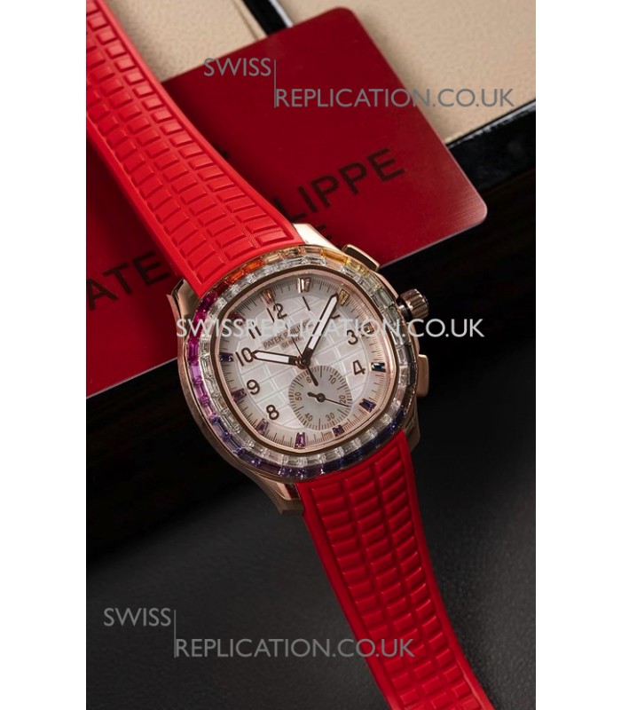 Patek Philippe Aquanaut 7968 Rose Gold Red Strap Super Clone Watch 