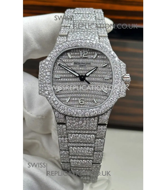 Patek Philippe Nautilus 7118/1450G-001 35MM Custom moissanite Casing and Dial 