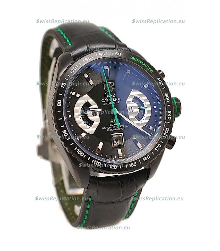 Tag Heuer Grand Carrera Japanese Replica PVD Watch in Black