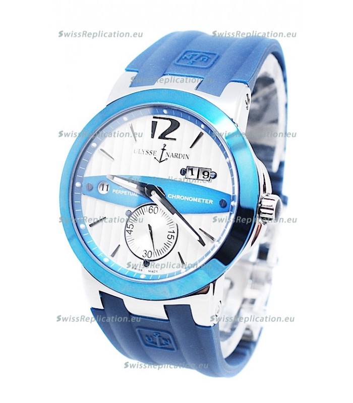 Ulysse Nardin Executive Dual Time Japanese Replica Watch in Persian Blue Bezel