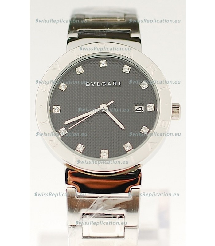 Bvlgari Quartz Japanese Silver Watch in Black Dial
