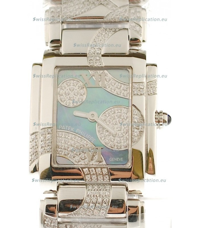 Patek Philippe Twenty Four Swiss Replica Steel Watch in Pearl Dial