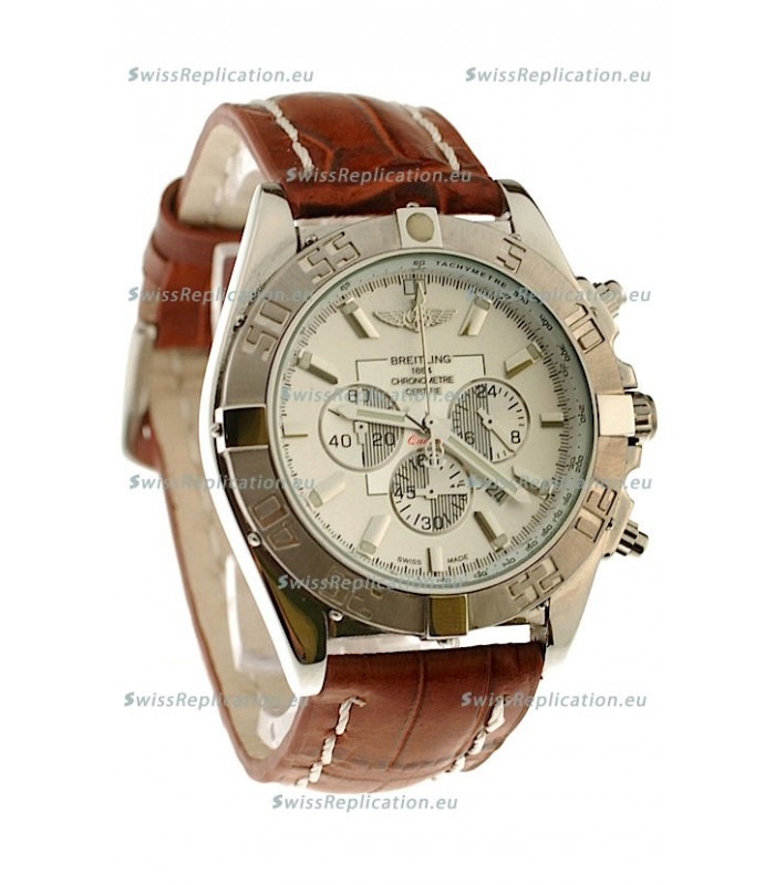 Breitling Chronograph Chronometre Japanese Replica Watch in Brown Strap
