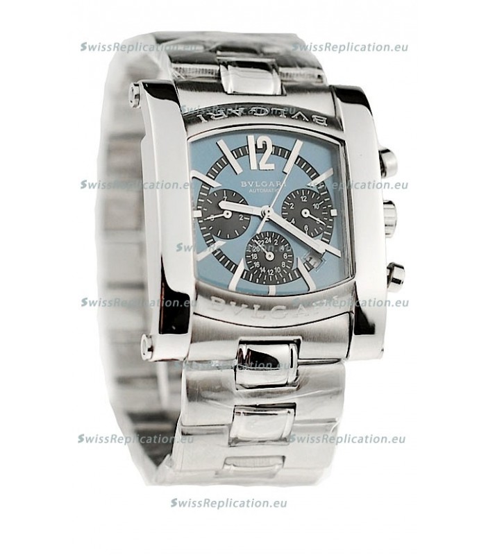 Bvlgari Assioma Chrongraph Japanese Replica Watch in Blue Dial