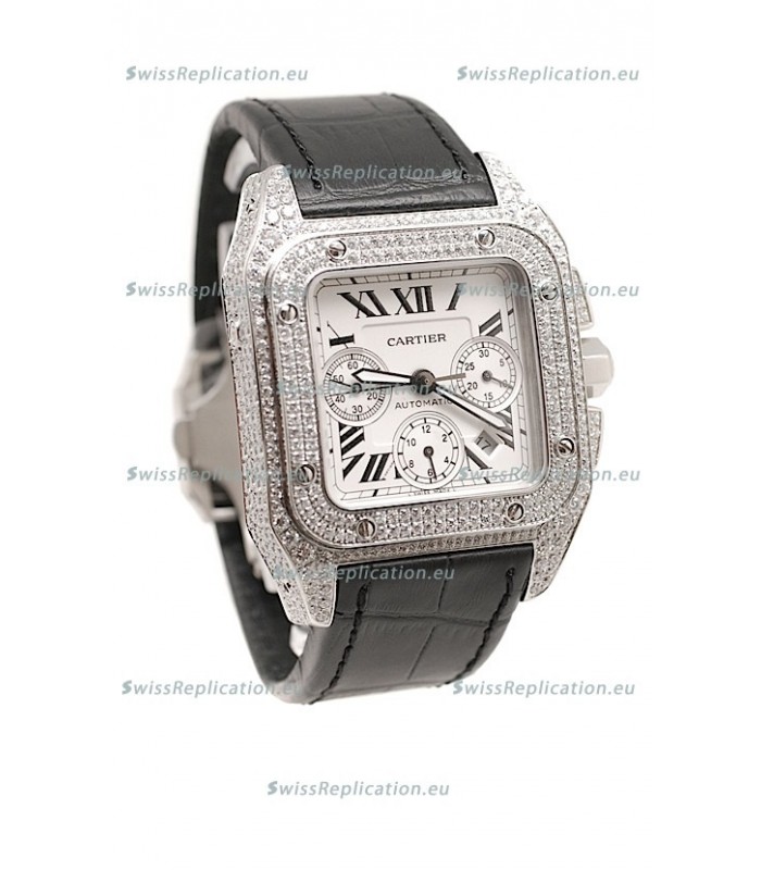 Cartier Santos 100 Swiss Replica Watch with Two Tone Casing 