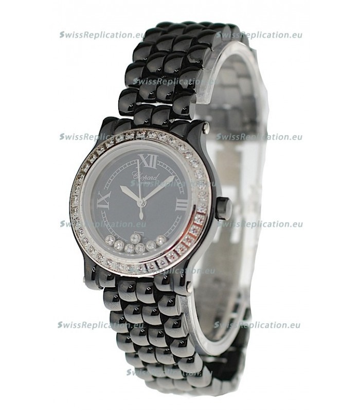Chopard Happy Sport Ladies Japanese Black Ceramic Watch
