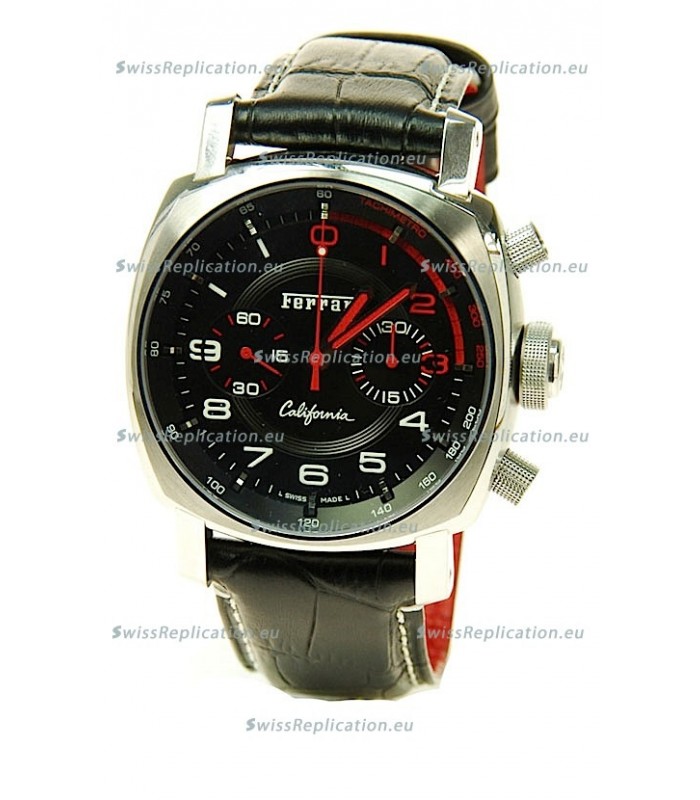 Ferrari by Panerai California Chronograph Swiss Replica Watch in Black Dial