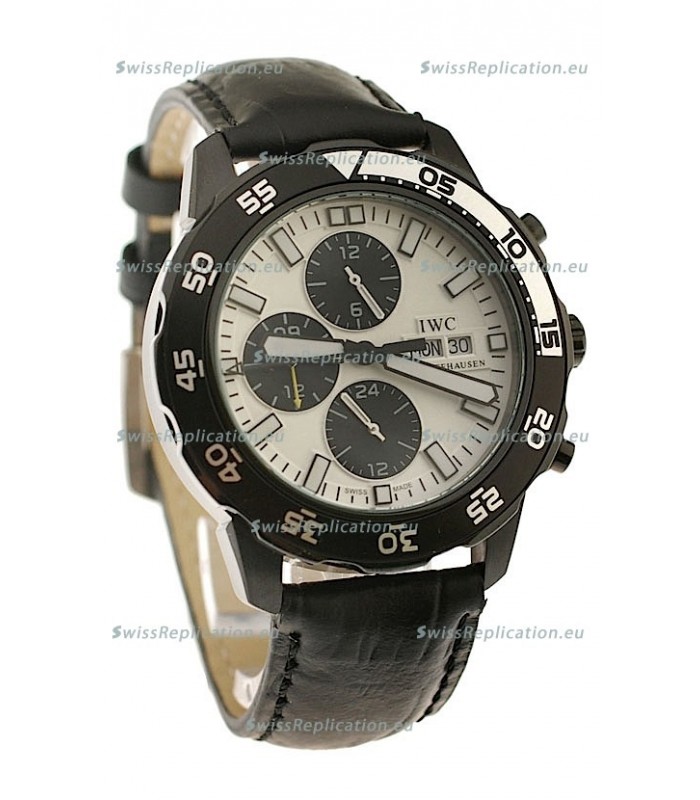 IWC Aquatimer Chronograph Japanese Replica PVD Watch in White Dial