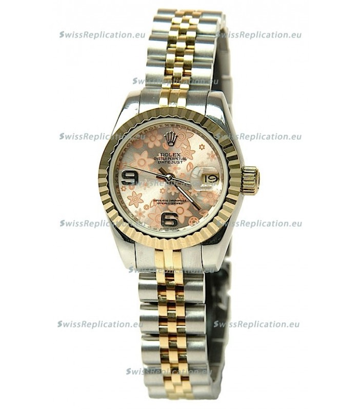 Rolex Datejust Floral Motif Ladies Swiss Replica Watch