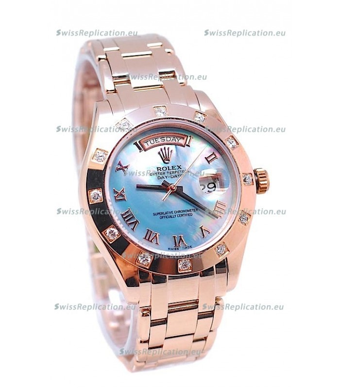 Rolex Day Date Blue Mother of Pearl Swiss Replica Watch