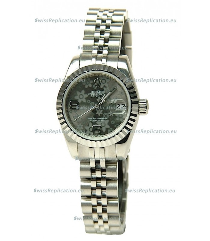 Rolex Datejust Floral Motif Ladies Swiss Replica Watch
