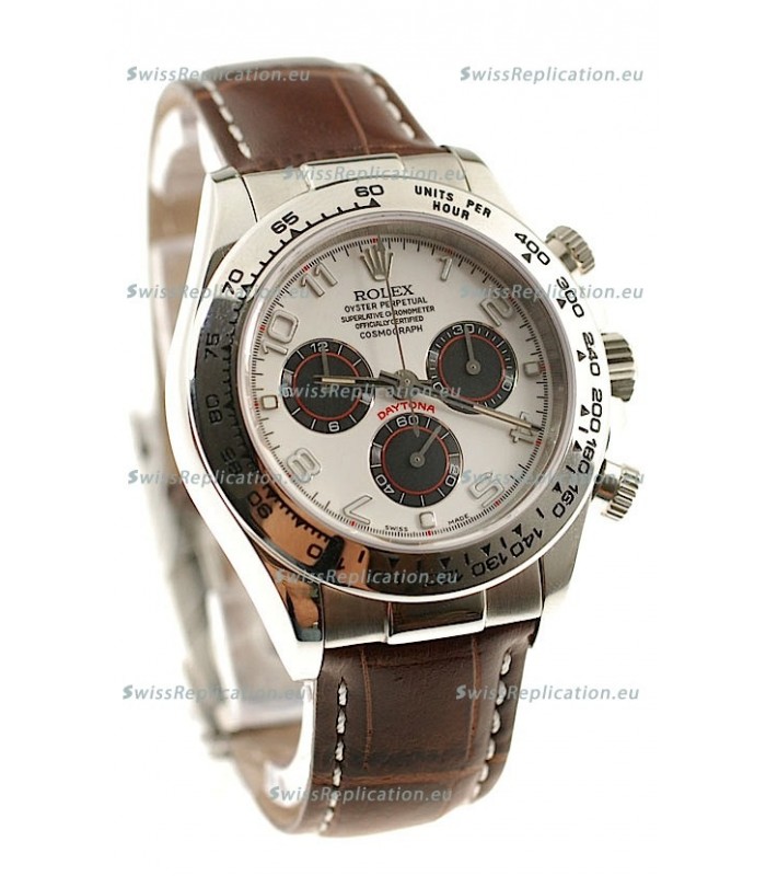 Rolex Daytona Cosmograph Swiss Replica Watch in Brown Leather Strap