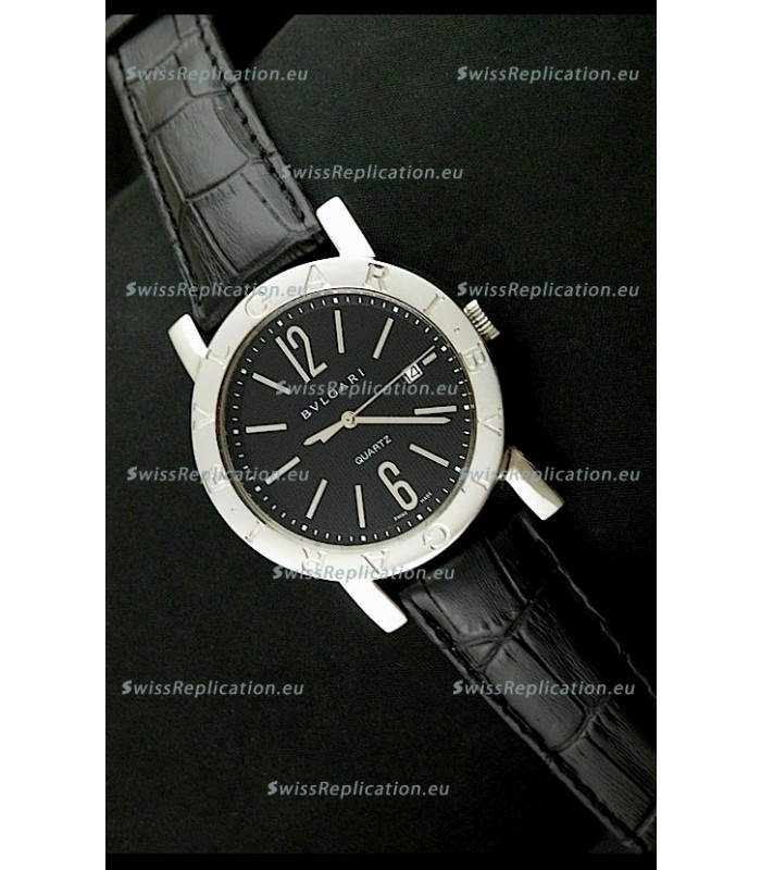 Bvlgari Quartz Japanese Replica Watch in Black Dial