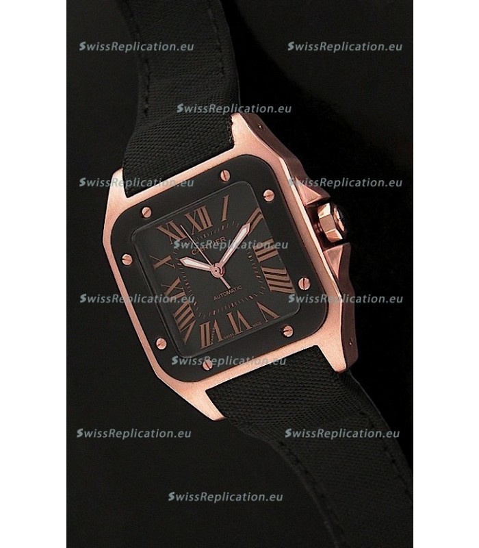 Cartier Santos Swiss Replica Watch in Black Dial
