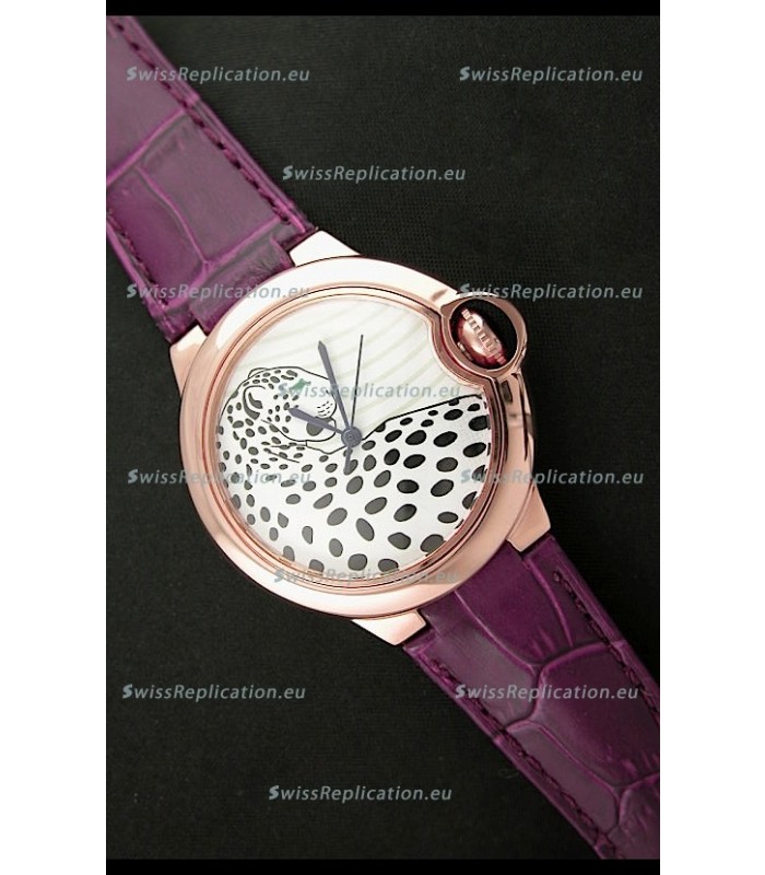 Ballon De Cartier Watch with Purple Leather Strap