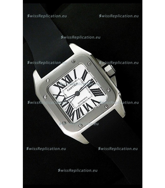 Cartier Santos 100 Swiss Replica Watch Titanium Bezel