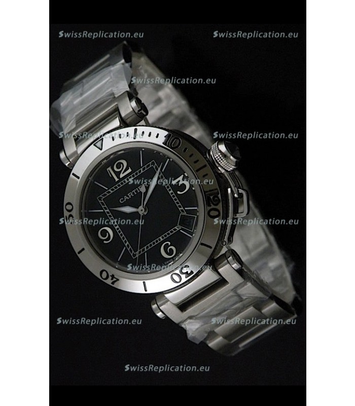 Cartier Pasha De Seatimer Japanese Quartz Watch in Black Dial