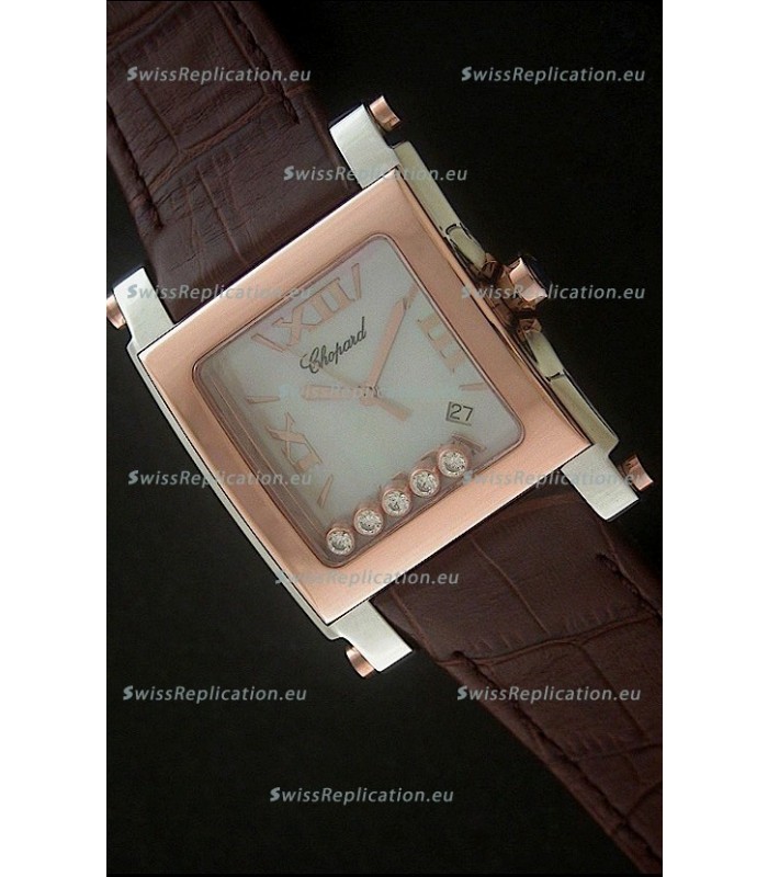 Chopard Happy Sport Swiss Replica Watch in Brown Strap