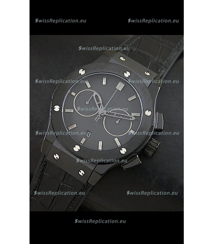 Hublot Big Bang Classic Fusion Swiss Replica PVD Watch in Black Strap