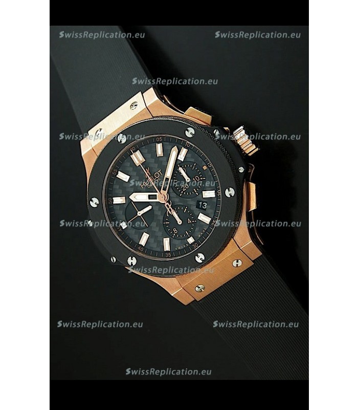 Hublot Big Bang Pink Gold Swiss Replica Watch - 1:1 Mirror Replica Carbon Dial