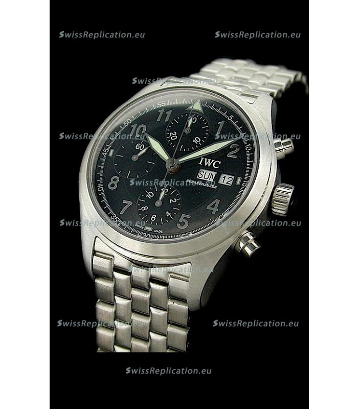 IWC Der Flieger Chronograph Swiss Replica Watch in Black Dial