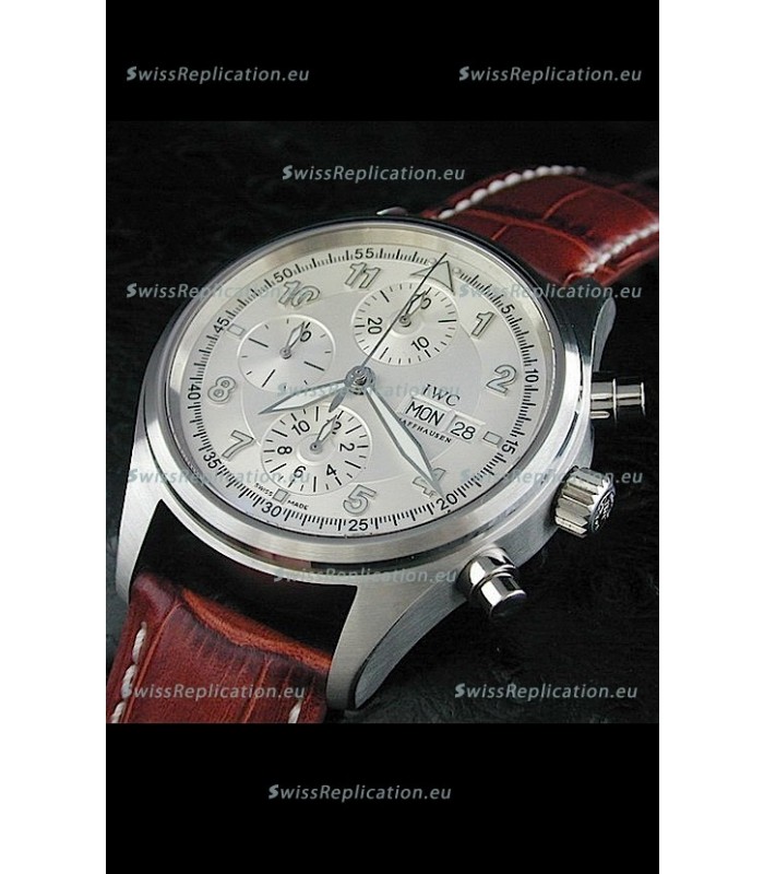 IWC Der Flieger Chronograph Swiss Replica Watch in White Dial