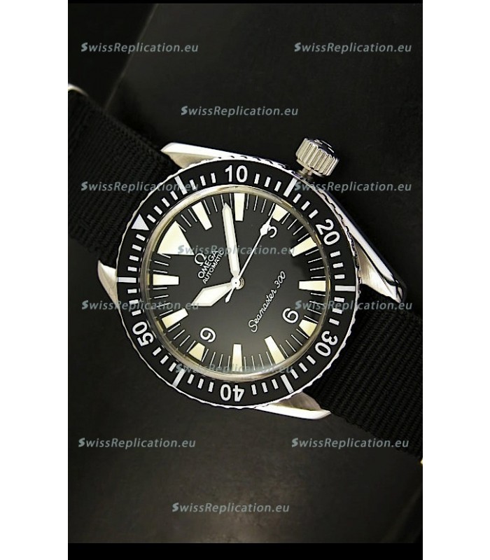 Omega Seamaster 300 Black Dial Swiss Watch with Navy Strap
