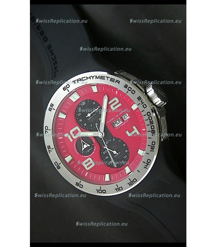 Porsche Design Flat Six P'8340 Swiss Chronograph Watch in Red Dial