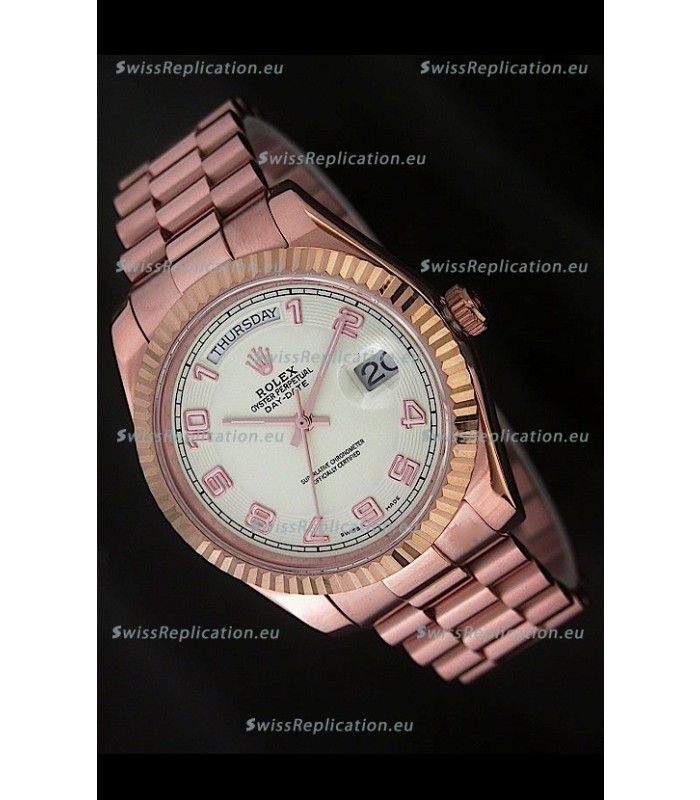 Rolex Day Date Swiss Replica Steel Watch in Arabic Markers