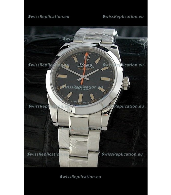 Rolex Oyster Perpetual Milgauss Japanese Replica Watch in Black Dial