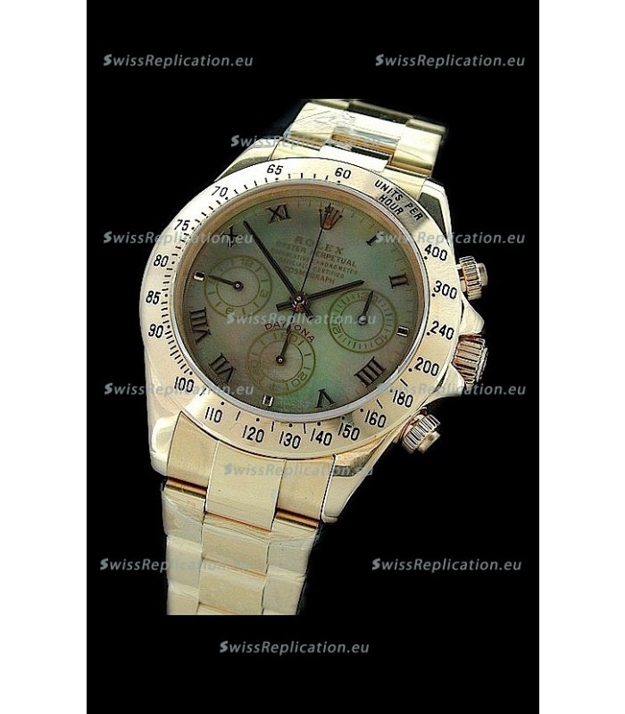Rolex Daytona Cosmograph Swiss Replica Gold Watch in Color Mother of Pearl