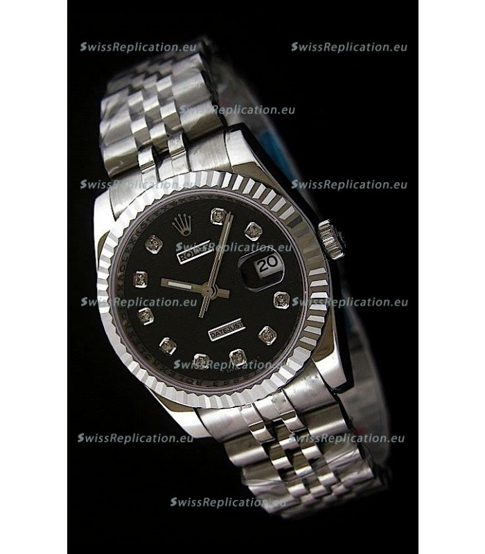 Rolex Datejust Mens Japanese Replica Watch in Black Dial