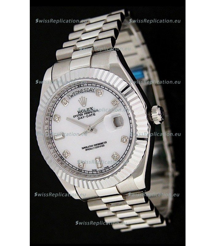 Rolex Oyster Perpetual Day Date Japanese Replica Watch in White Mother of Pearl Dial