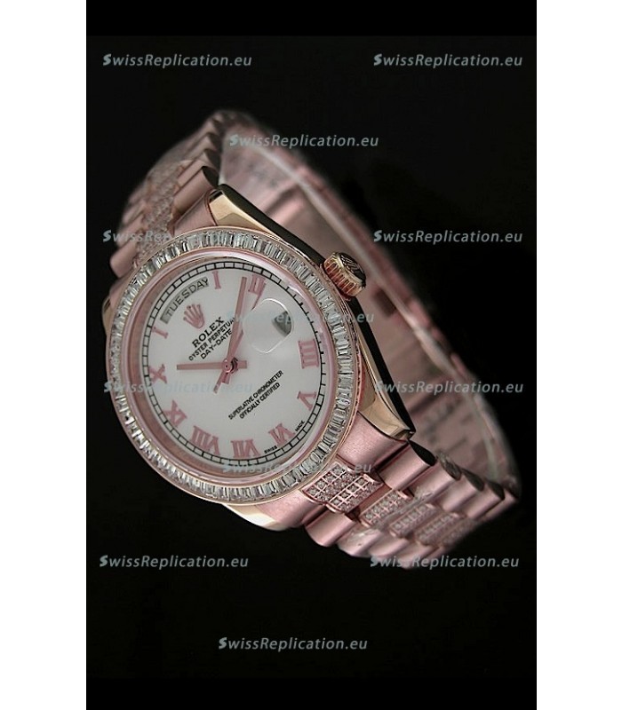 Rolex Oyster Perpetual Day Date Japanese Rose Gold Automatic Watch in Roman Markers