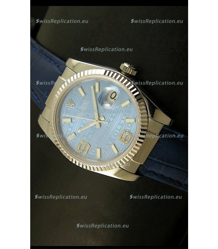 Rolex Replica Datejust Swiss Replica Watch - 37MM - Blue Dial/Strap
