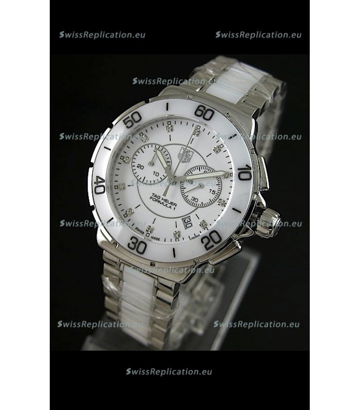 Tag Heuer Formula 1 Chronograph Swiss Replica Ceramic Ladies Watch in Ceramic Bezel