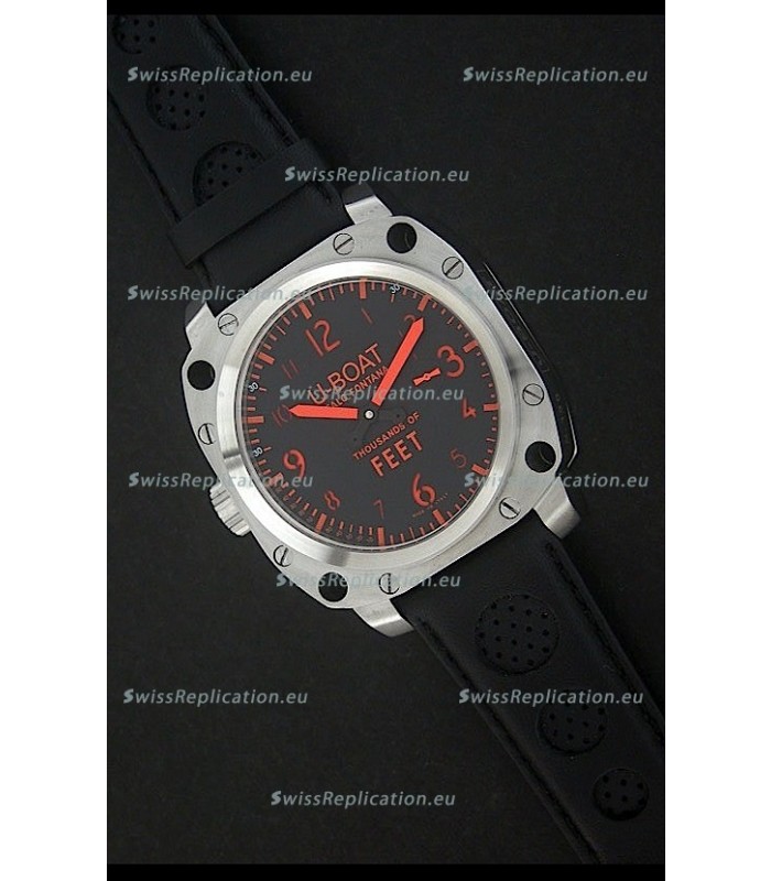 U-Boat Thousands of Feet Swiss Steel Automatic Watch in Red Markers