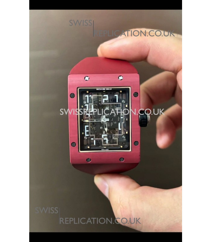Richard Mille 16-02 Titanium Extra-Flat Red Rubber Super Clone Watch 