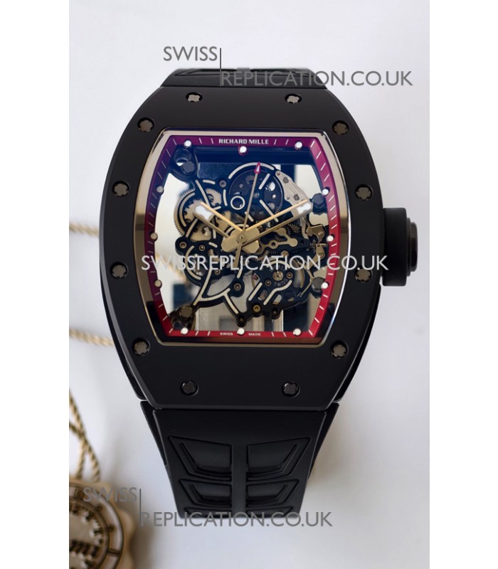 Richard Mille RM055 FREE SPRUNG MVMNT Black Ceramic Red Inner Bezel Super Clone Watch 