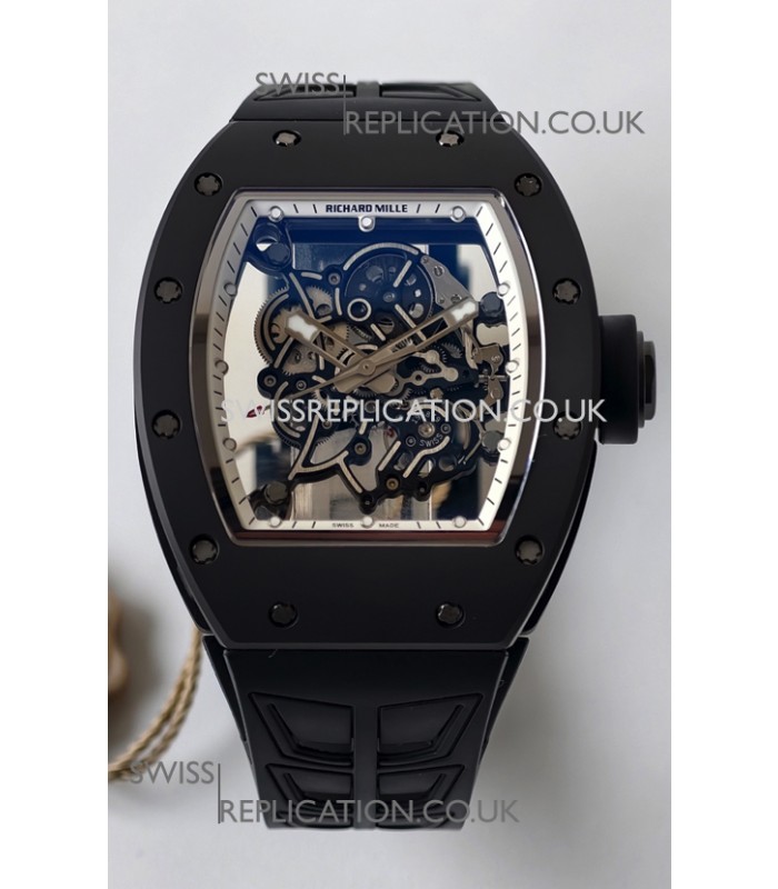Richard Mille RM055 FREE SPRUNG MVMNT Black Ceramic White Inner Bezel Super Clone Watch 