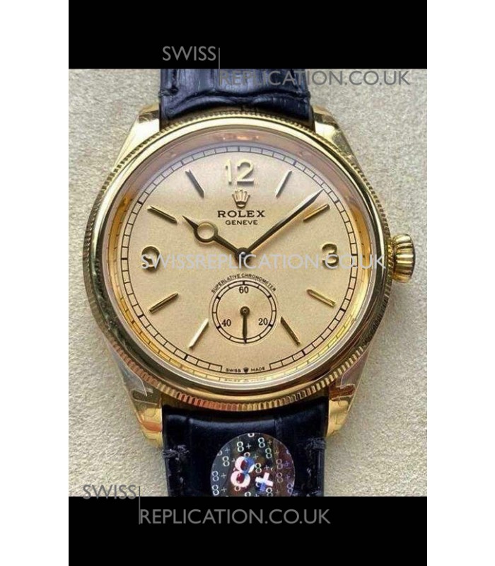 Rolex 1908 Perpetual in Yellow Gold Casing Gold Dial Swiss Replica Watch 
