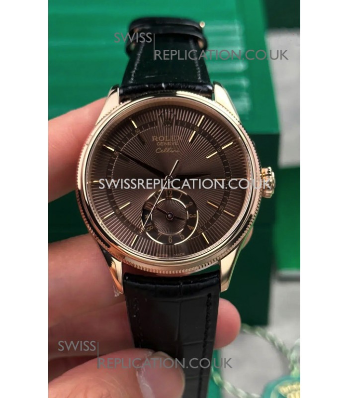 Rolex Super Clone Cellini 50525 Brown Dial Rose Gold Super Clone Watch 